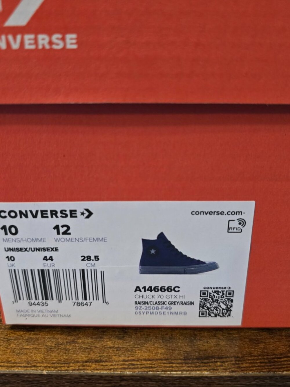 Converse x Chuck 70 GORE-TEX GTX Shoes Raisin / Purple RARE A14666C Men's Sz 10 - Picture 13 of 13